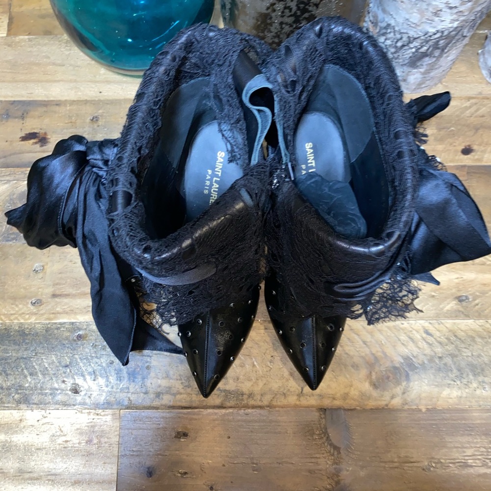 Saint Laurent Era 110 Studded Leather Ankle Boots - Picture 5 of 8